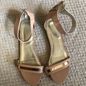 Express gold and tan sandals size 10